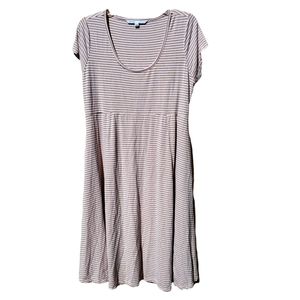 M soft stripe midi cap sleeve dress